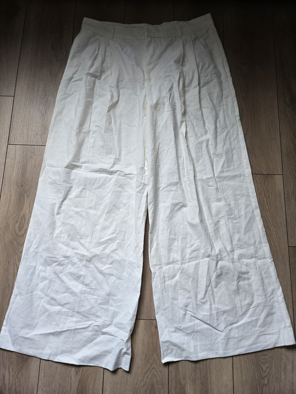 ZARA WIDE LEG COTTON AND LINEN BLEND PLEATED PANTS Size XXL
